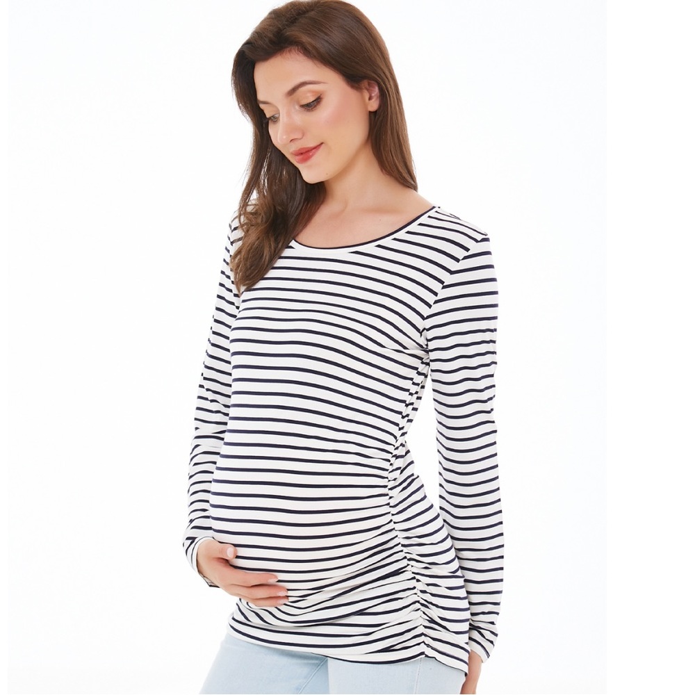 (Bundle) Smallshow Women's Long Sleeve Maternity Shirts Pregnancy Tops